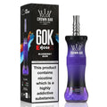 Al Fakher Crown Bar 60K HoseX Blueberry Gum disposable vape pen next to its black packaging box, featuring a purple gradient body with glitter and a silver mouthpiece.