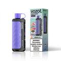 Vozol Gear Hookah 40000 disposable hookah system in Grape Mint flavor, shown next to its retail packaging box on a white reflective background.
