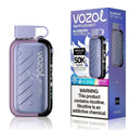 Vozol GEAR Ice & Sweet disposable vape device in Blueberry Watermelon flavor, shown next to its retail packaging box on a white reflective background.