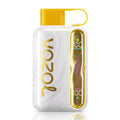 Vozol Regular flavor sauce bottle with a white marble-patterned body, gold lettering, and a bright yellow cap and loop, shown on a white background with a reflection.